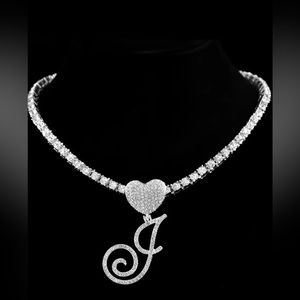 Initial letter J silver necklace